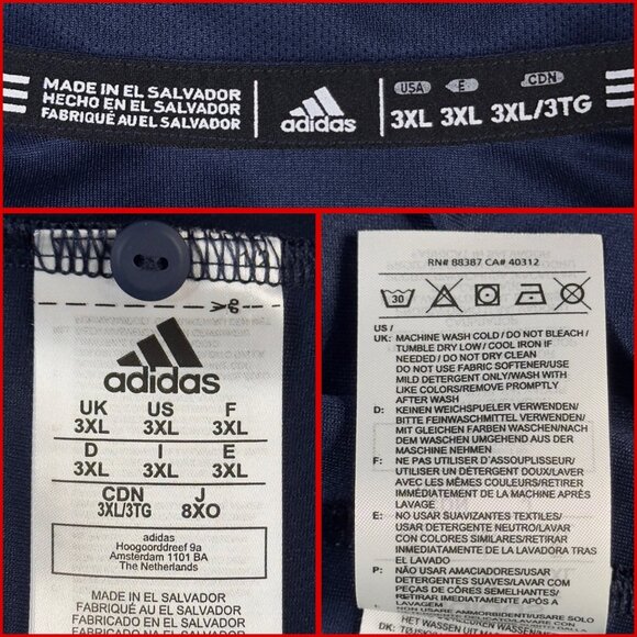 Adidas Navy Teurlings Catholic School Short Sleeve Golf Grind Polo Shirt Sz 3XL - Picture 5 of 8